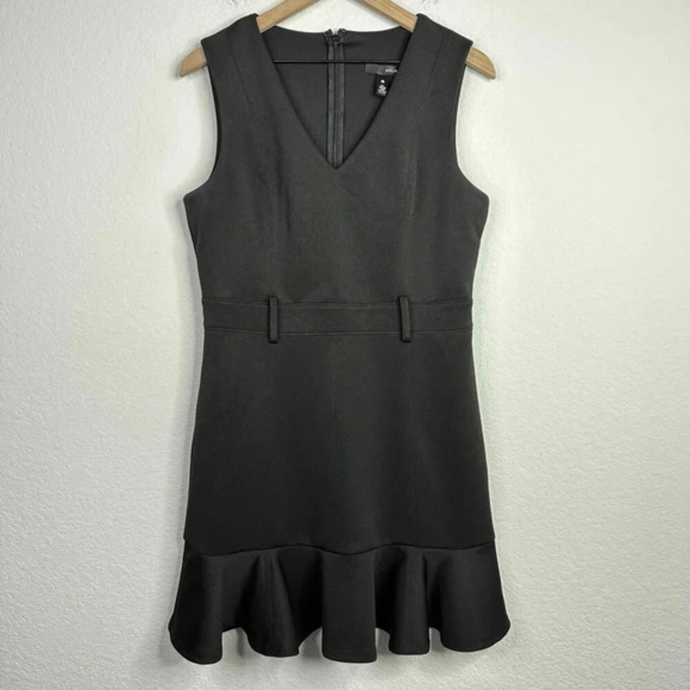 Aqua Dress Women's Large‎ Black Ruffle Sleeveless Shift Ruffle A-Line Career